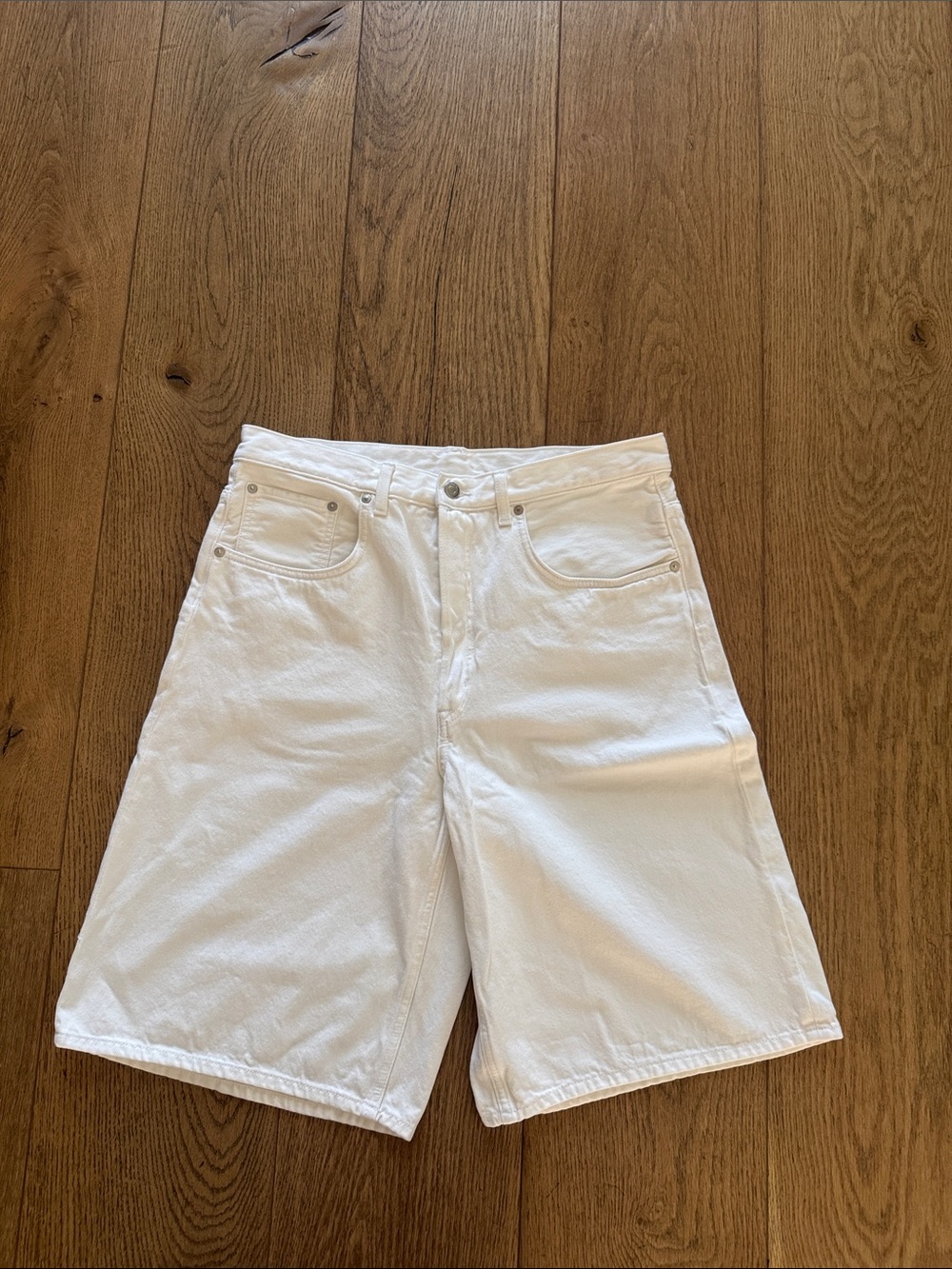 Arket Women's White High-Rise Baggy Denim Dad Shorts